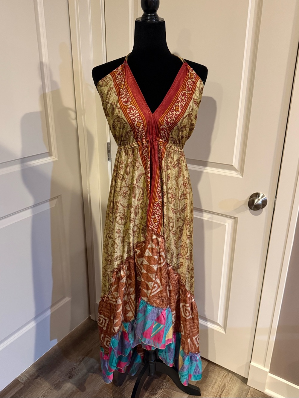 Belma New York Boho Patchwork Halter Maxi Dress Free Size